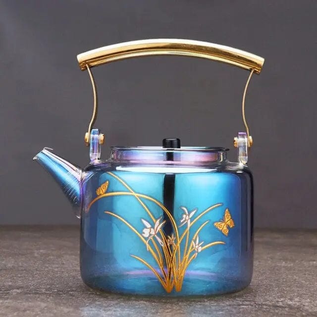 1L gekleurde glazen theepot vlinders