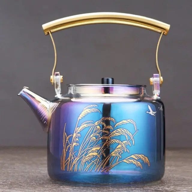 1L tarwekleurige glazen theepot