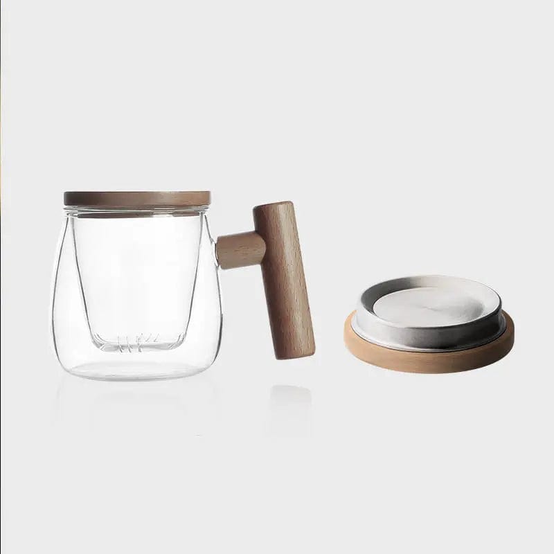 300 ml thee-infusermok van glas en hout