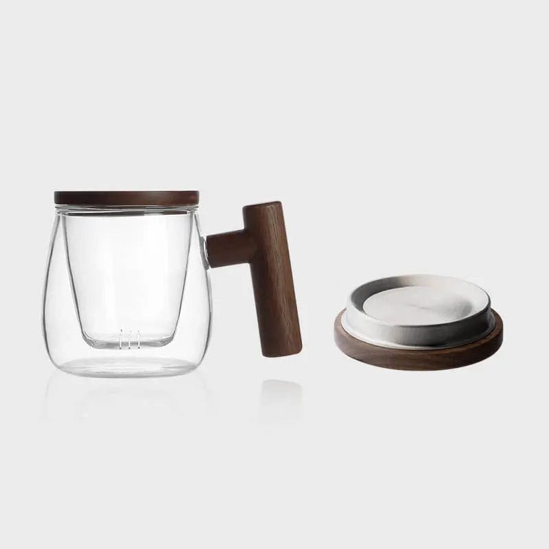 300 ml thee-infusermok van glas en hout