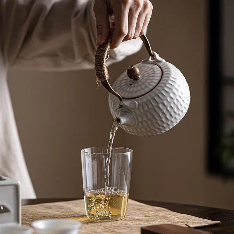 400 ml witte Chinese keramische theepot