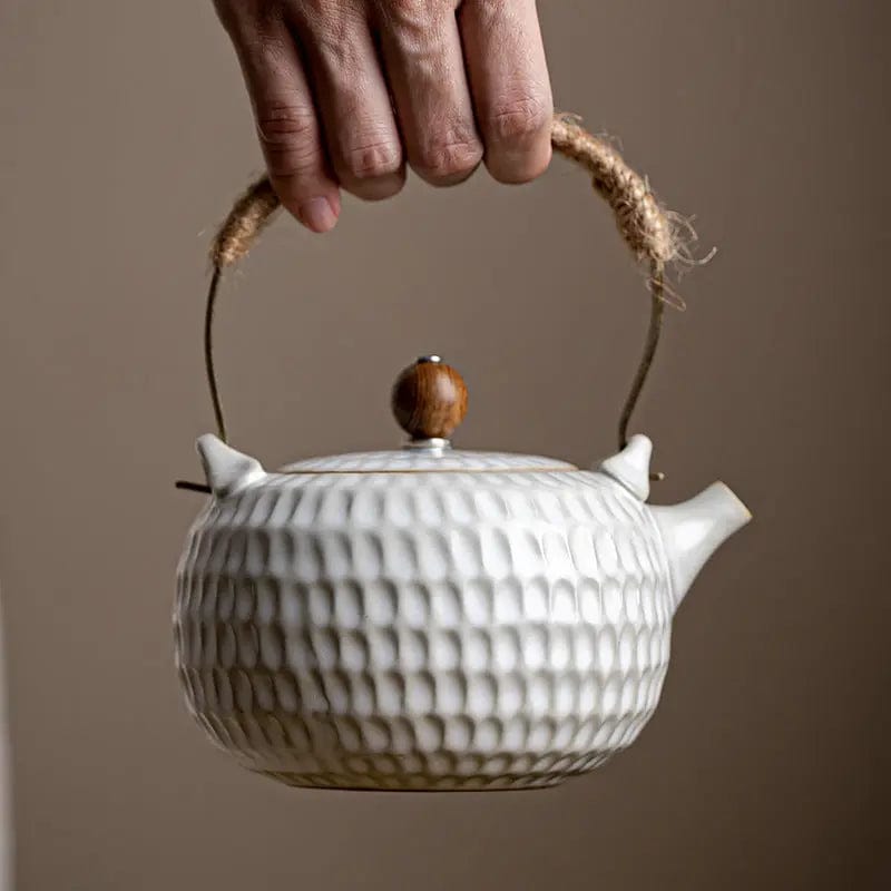 400 ml witte Chinese keramische theepot