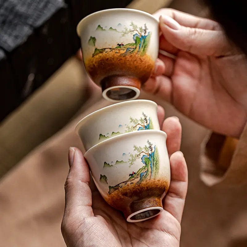 50 ml keramische theekop met landschapsschildering