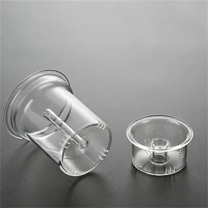 900 ml transparante grijze theepot van glas en hout