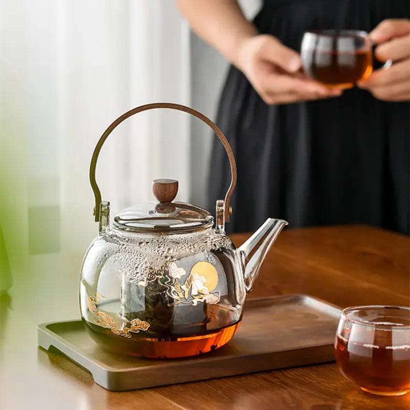 900ML Chinese Design Glazen Theepot