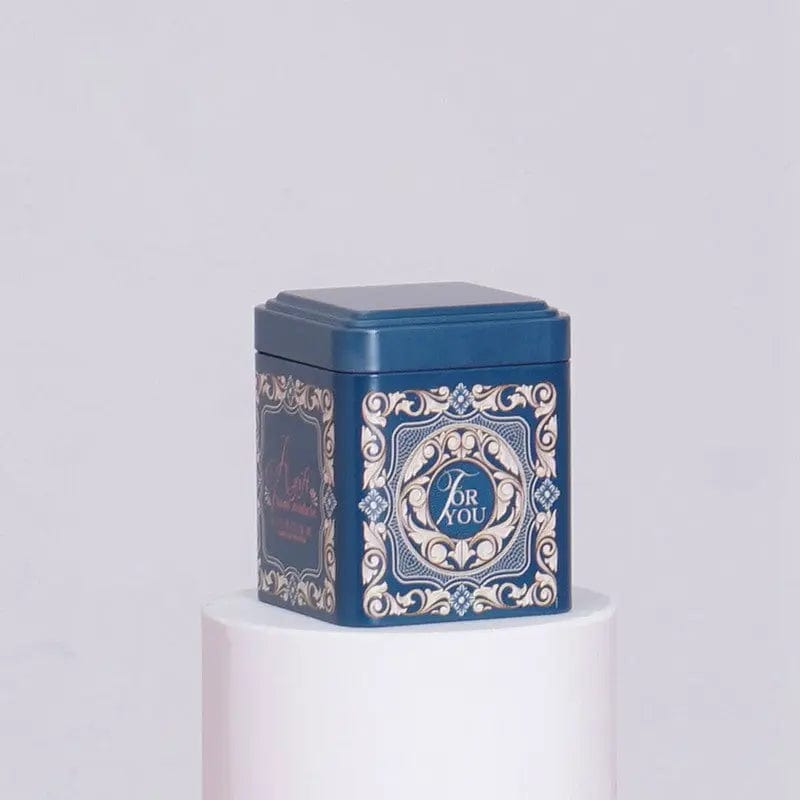 Blauwe metalen theedoos voor jou