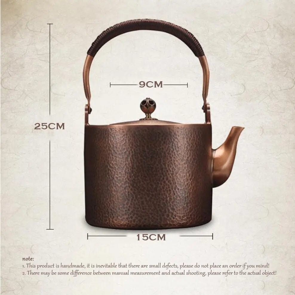 Chinese gehamerde koperen theepot 2L