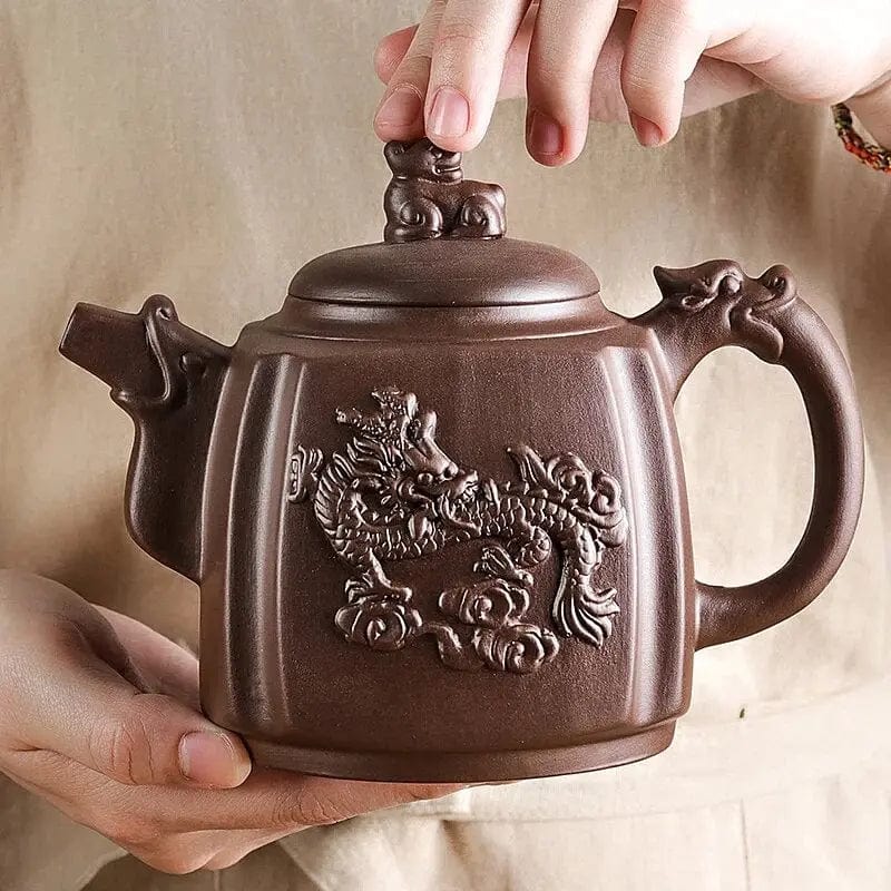 Chinese klei theepot met drakenmotief, 500 ml