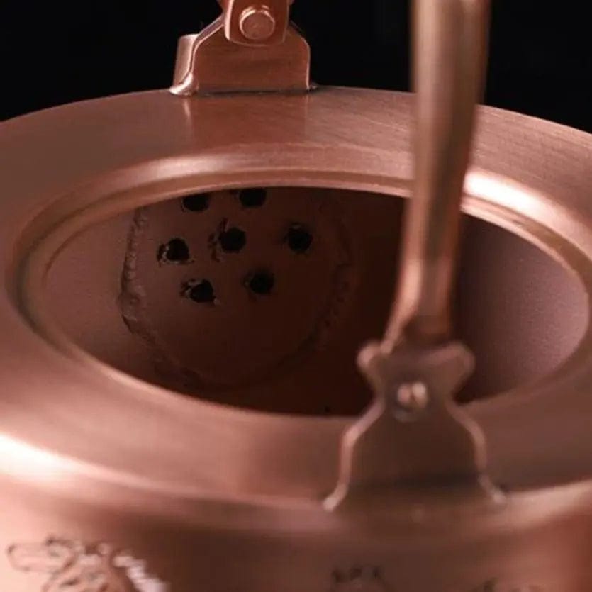 Chinese koperen theepot met paardenmotieven 1L