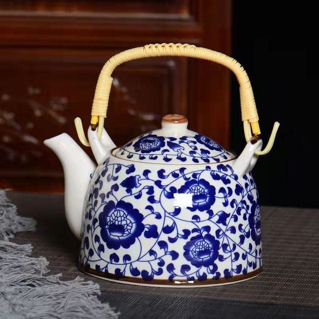Chinese porseleinen theepot met blauwe bloemen, 900 ml
