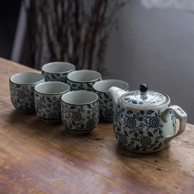 Chinese porseleinen theeset grote bloemen 480 ml