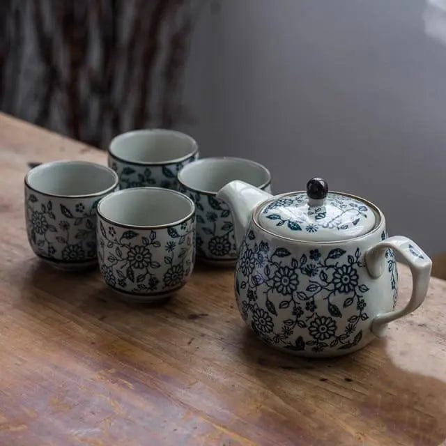 Chinese porseleinen theeset grote bloemen 480 ml