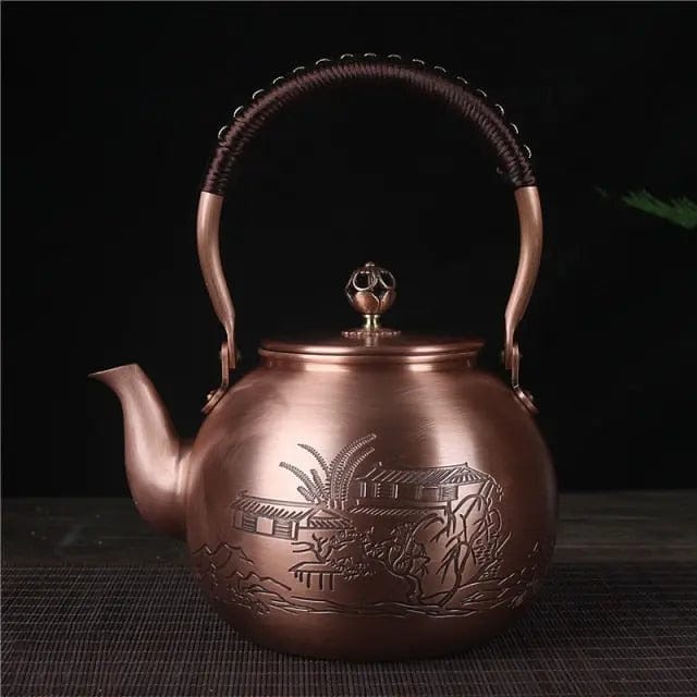 Chinese ronde koperen theepot Champs 1,5L