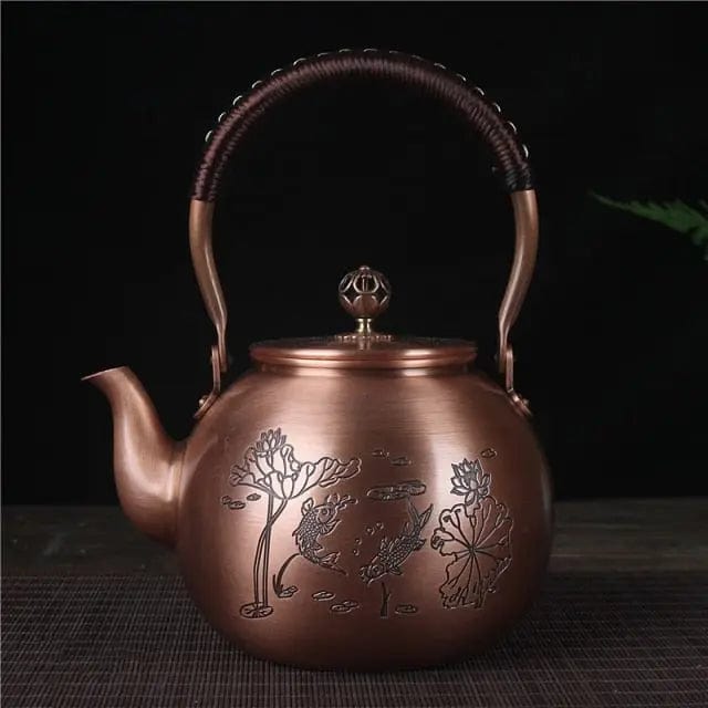 Chinese ronde koperen theepot vis 1,5L