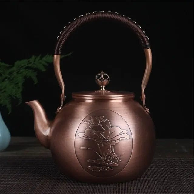 Chinese ronde koperen theepot Waterlelie 1,5L