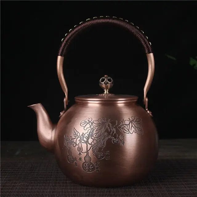 Chinese ronde koperen theepotbladeren 1,5L