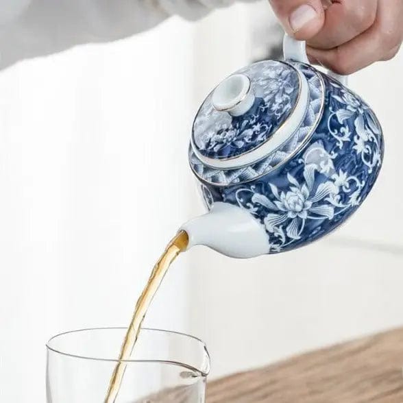 Chinese witte en blauwe porseleinen bloementheepot 200 ml