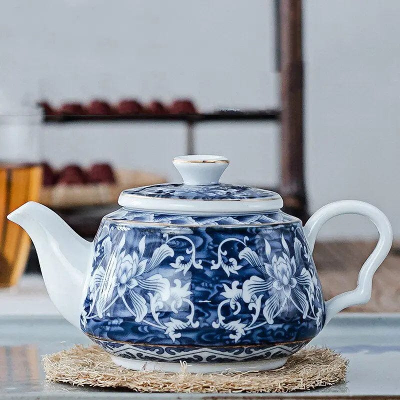 Chinese witte en blauwe porseleinen bloementheepot 200 ml