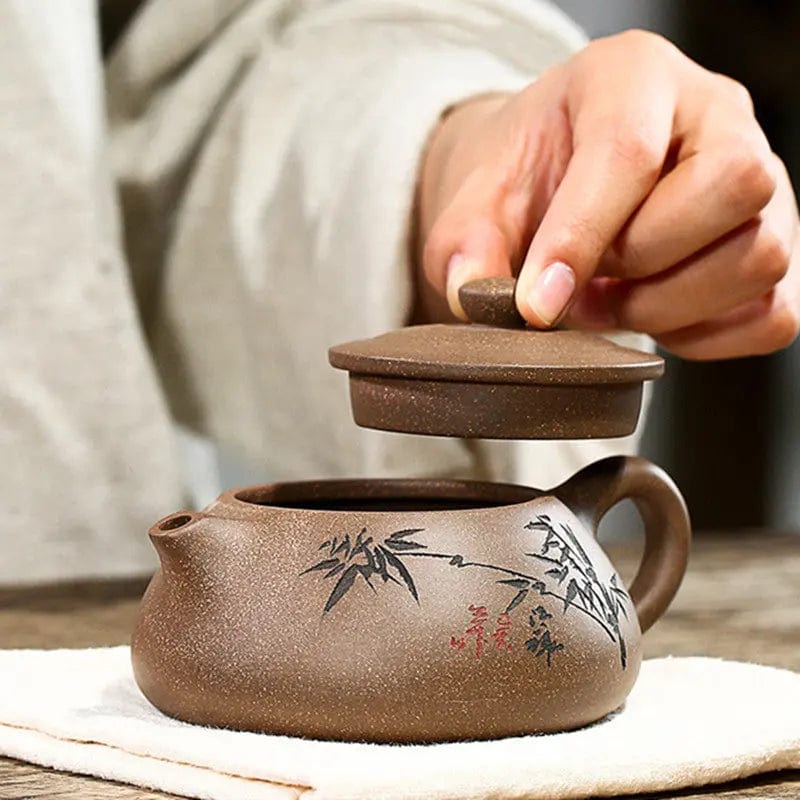 Chinese Yixing Bruine Bamboe Patroon Klei Theepot 230ML