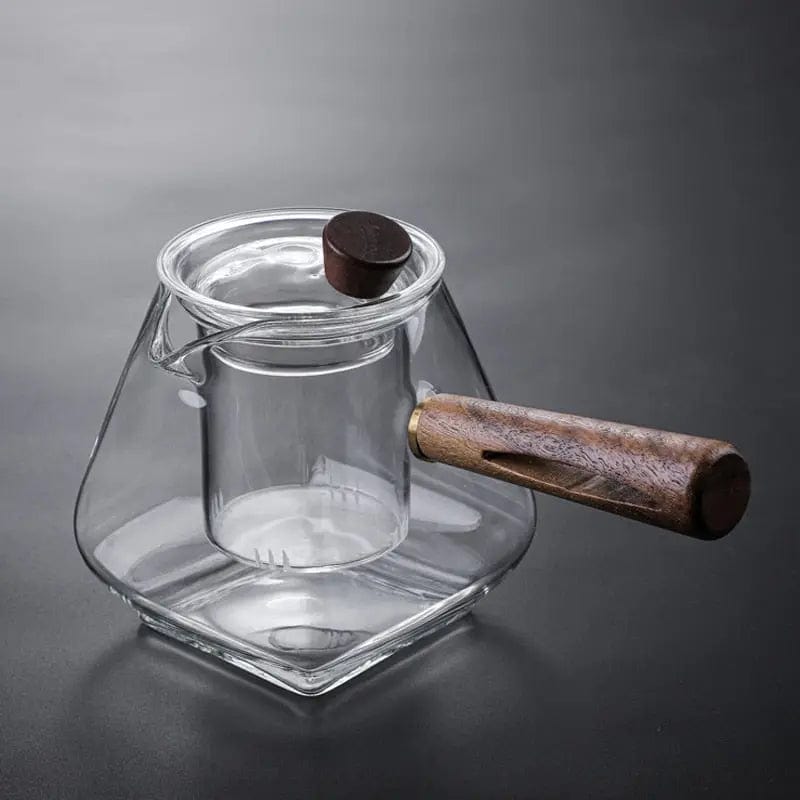 Design glazen theepot met houten handvat 700ML