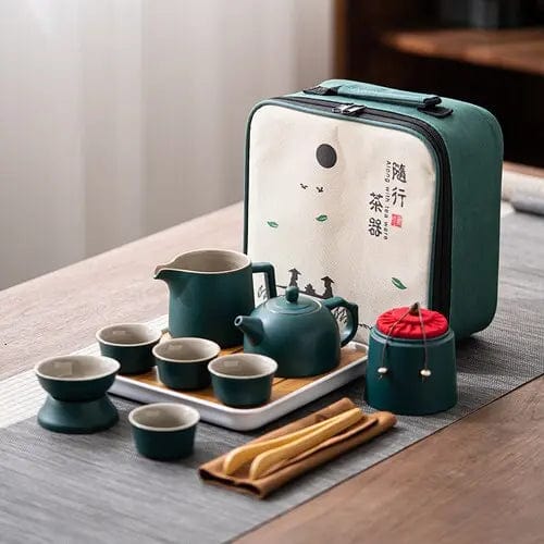 Draagbare Japanse keramische theeset