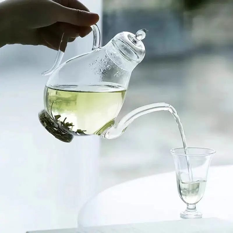 Eenvoudige peervormige glazen theepot 700ml