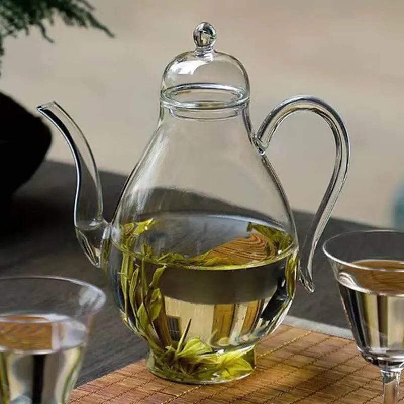 Eenvoudige peervormige glazen theepot 700ml