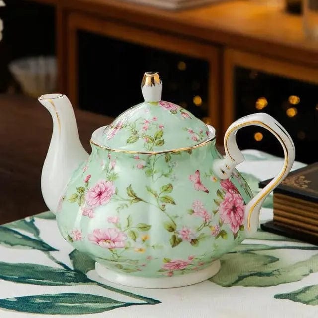 Engelse groene bloemen porseleinen theepot 400ML