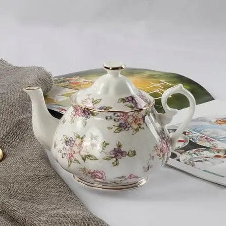 Engelse paarse bloemen porseleinen theepot 1,5L