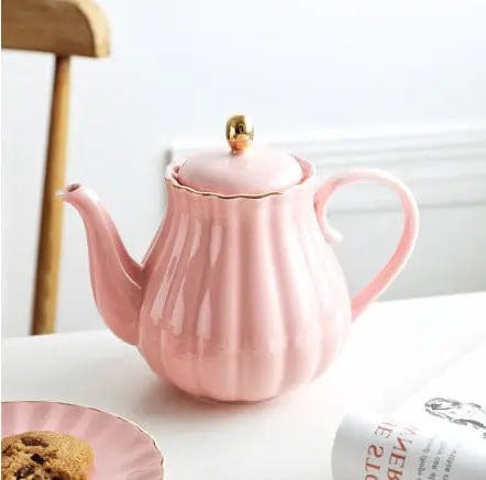 Engelse pompoenvormige porseleinen theepot 1L