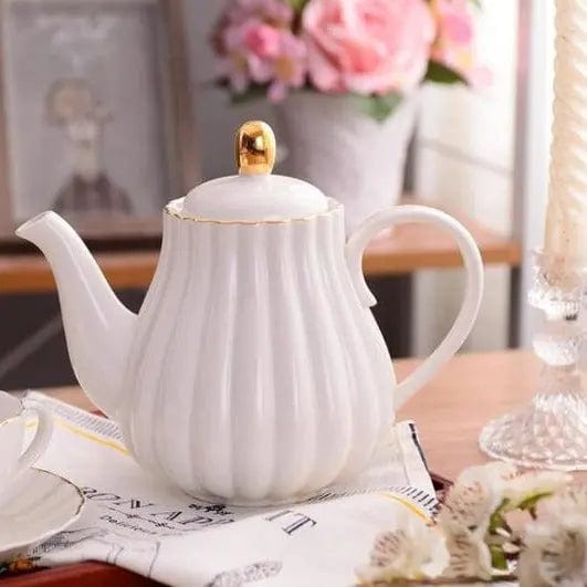 Engelse pompoenvormige porseleinen theepot 1L