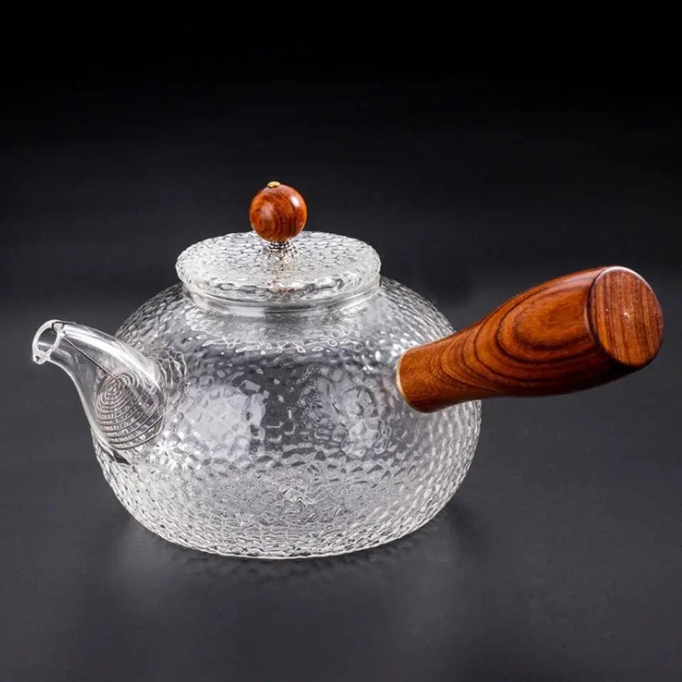 Glazen theepot met houten handvat 300 ml