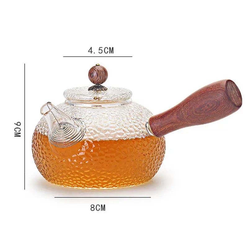 Glazen theepot met houten handvat 300 ml