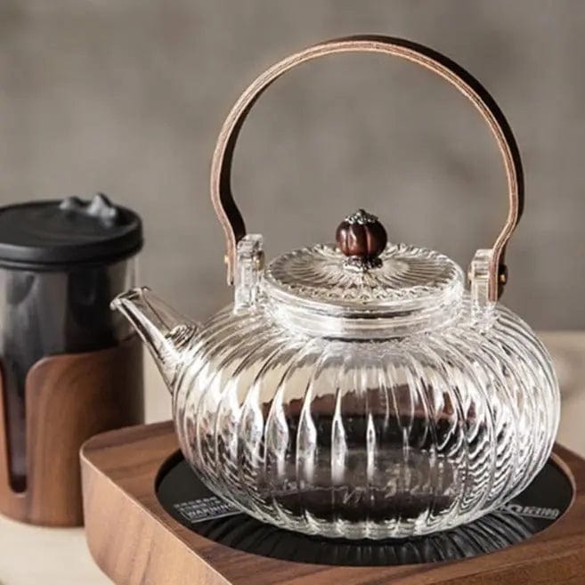 Glazen theepot met houten handvat 900ML