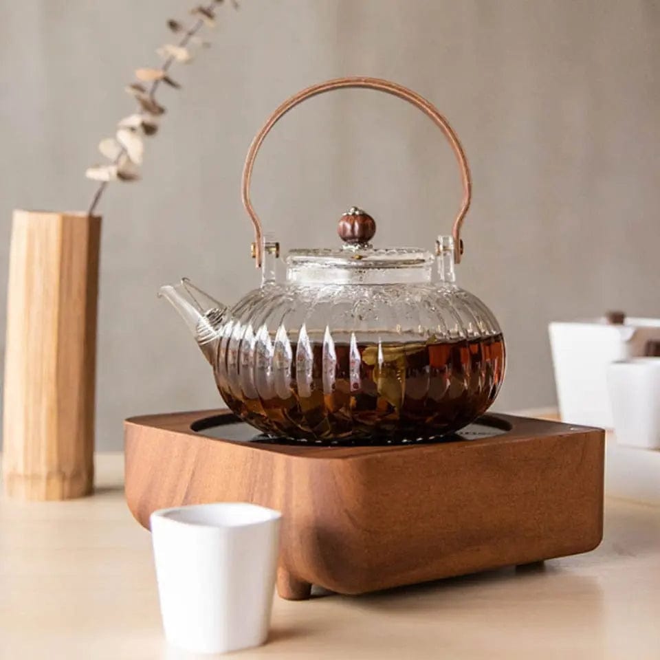 Glazen theepot met houten handvat 900ML