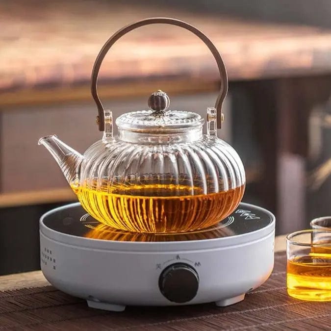 Glazen theepot met houten handvat 900ML