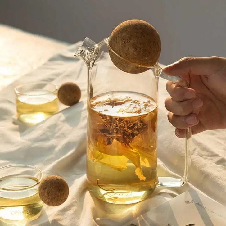 Glazen theepot met kurkmotief 250ML - 750ML