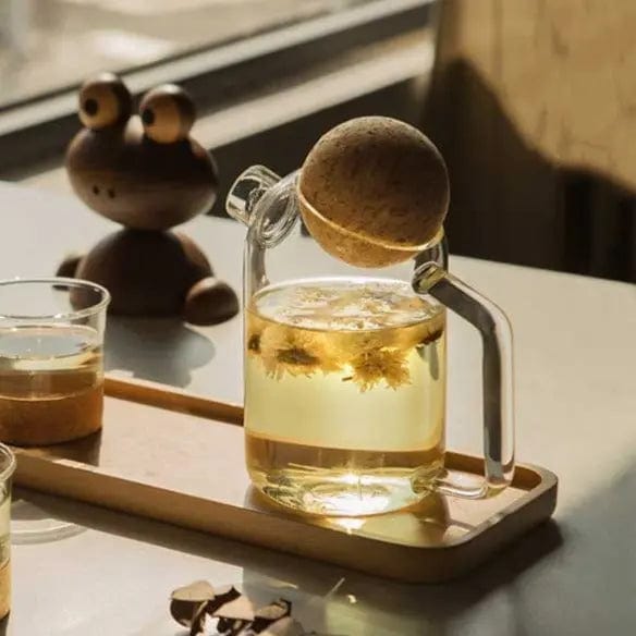 Glazen theepot met kurkmotief 250ML - 750ML