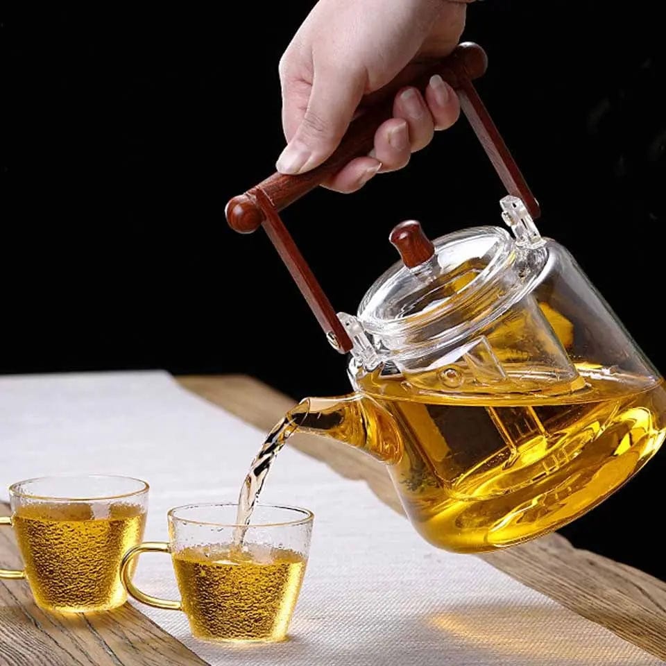 Glazen theepot met vierkante handgreep 1L