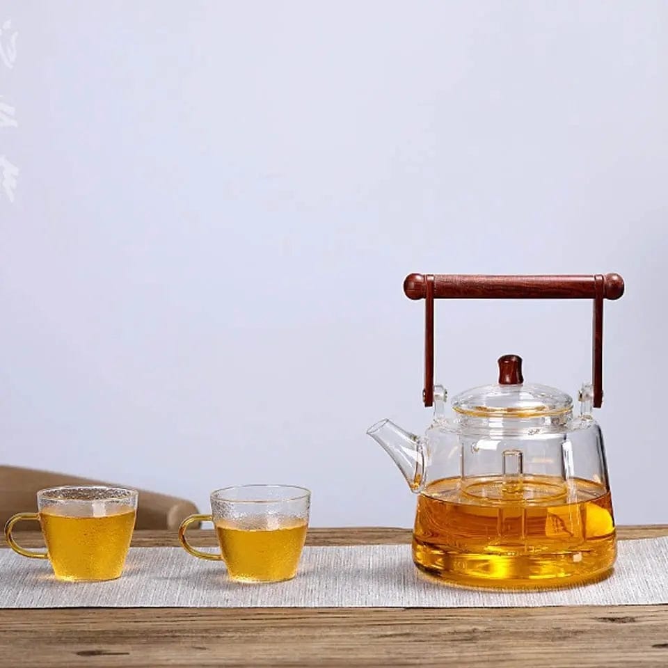 Glazen theepot met vierkante handgreep 1L