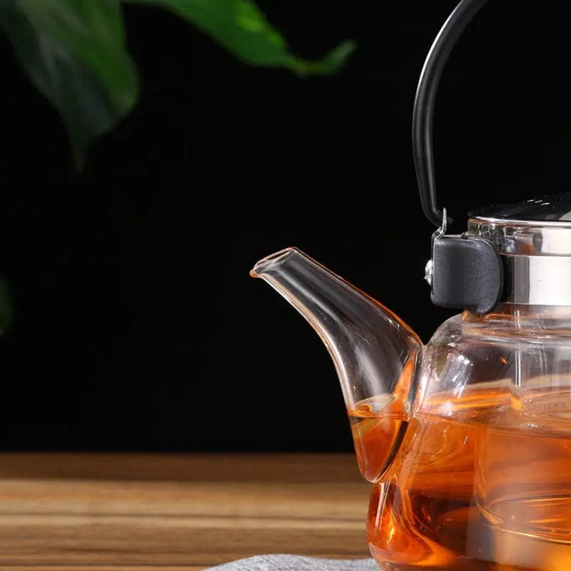 Glazen theepot Peer met zwarte handgreep 800ml