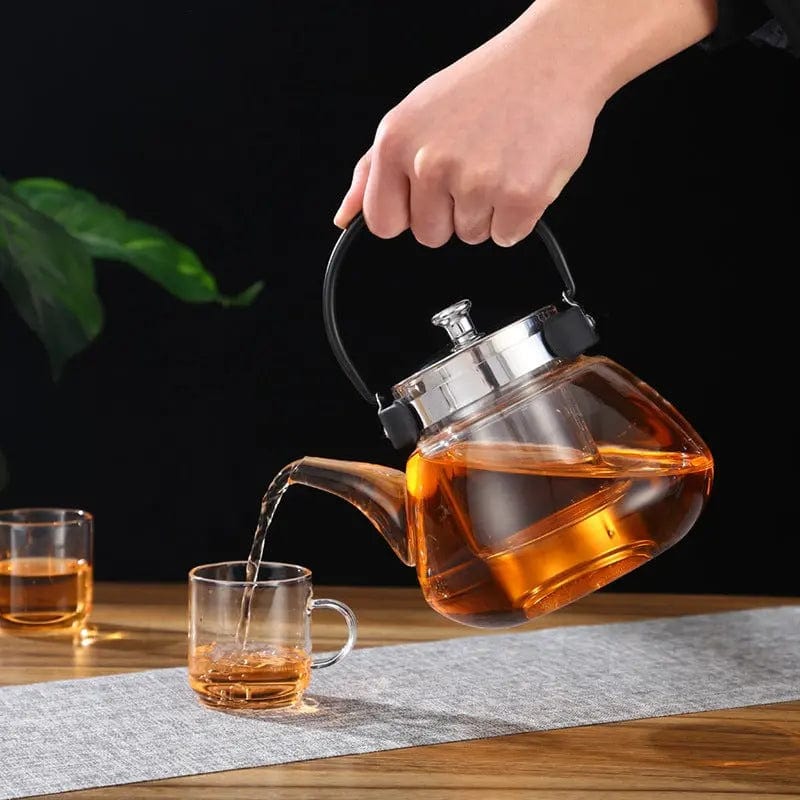 Glazen theepot Peer met zwarte handgreep 800ml