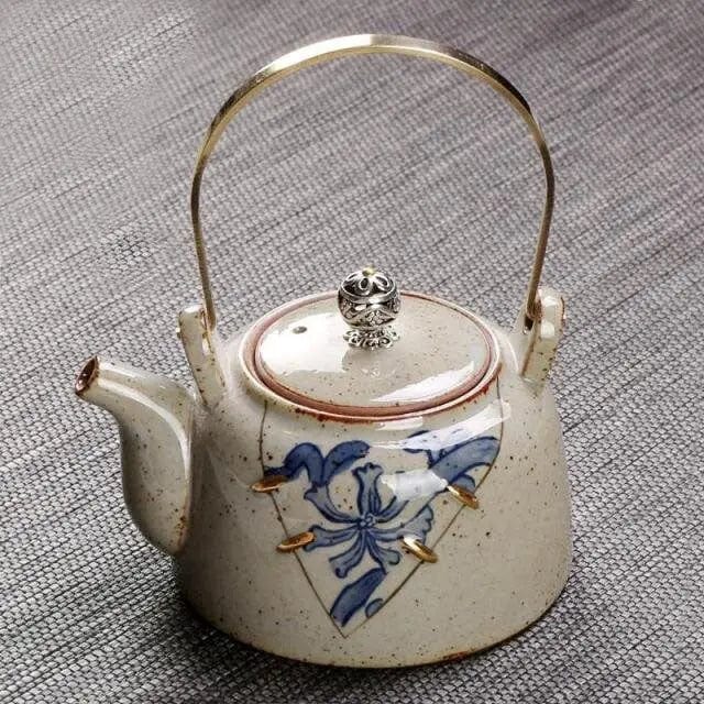 Japanse antieke keramische theepot beige 250 ml