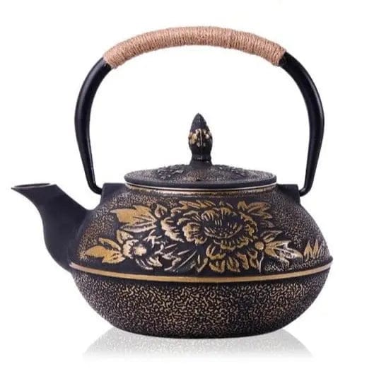 Japanse gietijzeren theepot, groot, bloem, 800 ml