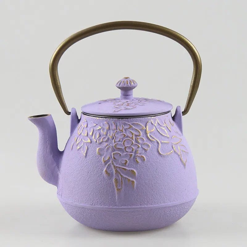 Japanse gietijzeren theepot met bloemen 1L