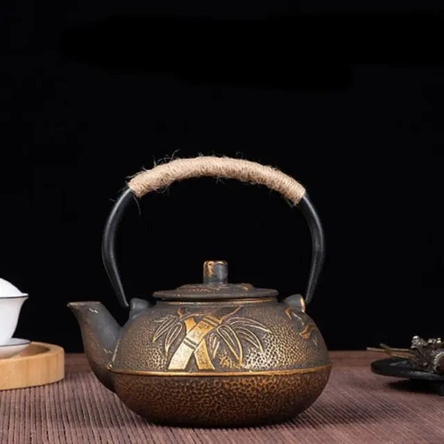 Japanse gietijzeren theepot met gouden bamboe 600ML