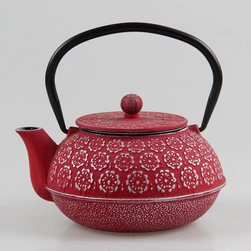 Japanse gietijzeren theepot met reliëfbloemenpatroon 600 ml