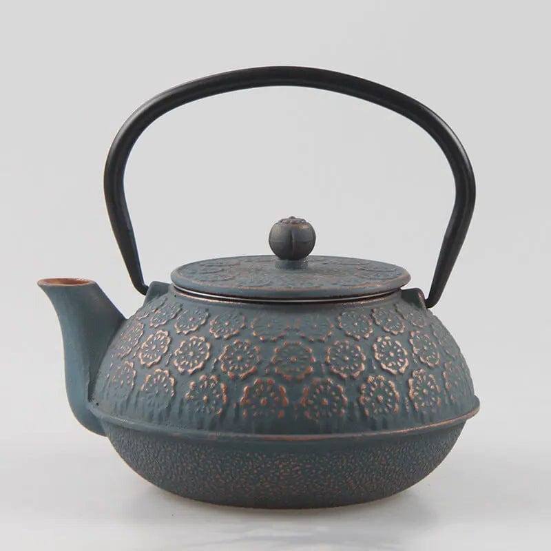 Japanse gietijzeren theepot met reliëfbloemenpatroon 600 ml