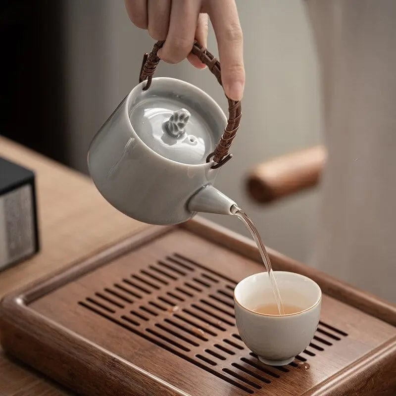 Japanse hooggrijze porseleinen theepot 200 ml