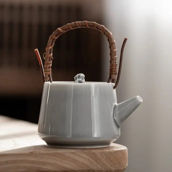 Japanse hooggrijze porseleinen theepot 200 ml